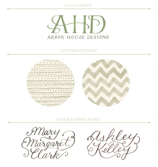 Arbor House Designs branding elements by Kelsey of Pinegate Road