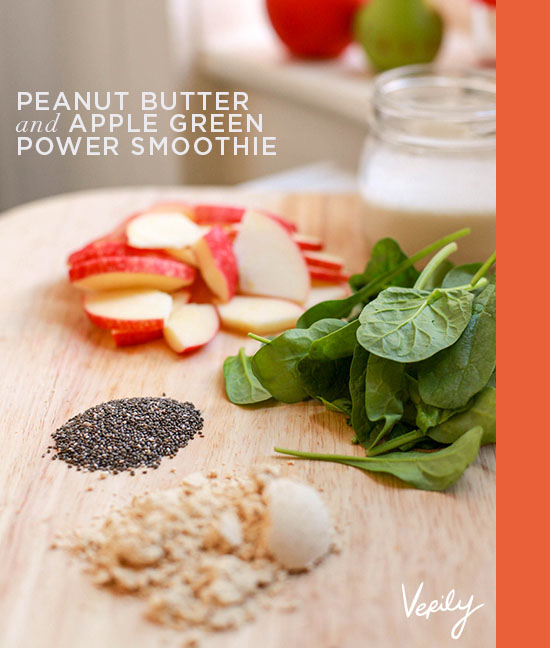 Peanut Buter and Apple Green Power Smoothie by Kelsey of Pinegate Road for Verily Magazine