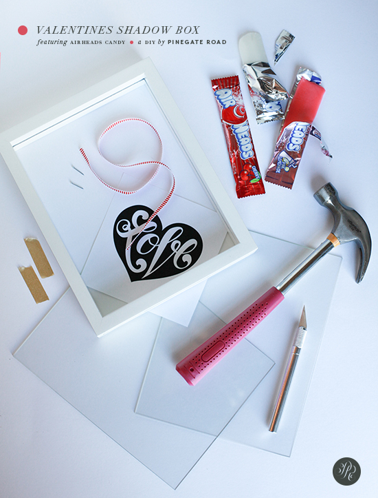 Valentines Day shadow box - featuring Airheads candy - the tools