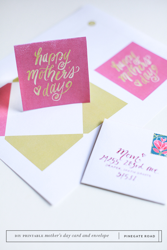 Mother's Day card and envelope printable | supplies | Pinegate Road