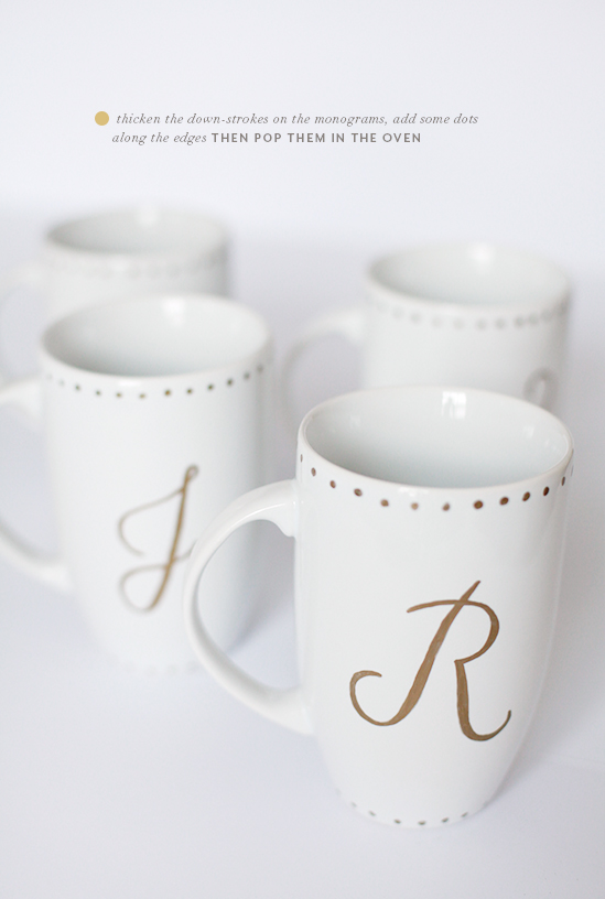 DIY monogrammed gold sharpie mugs | prepping the mugs | PINEGATE ROAD