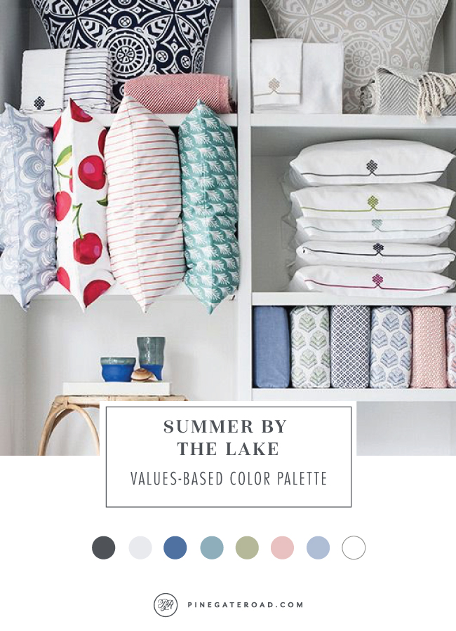 Value-based color palettes for a classic and timeless brand: Summer by the lake